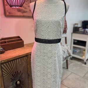Ann Taylor White and Black Polka Dot Lace Dress